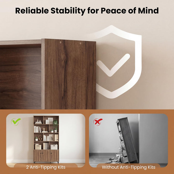 Giantex 68.5" Tall Bookcases and Bookshelves with 2 Doors for Home Office