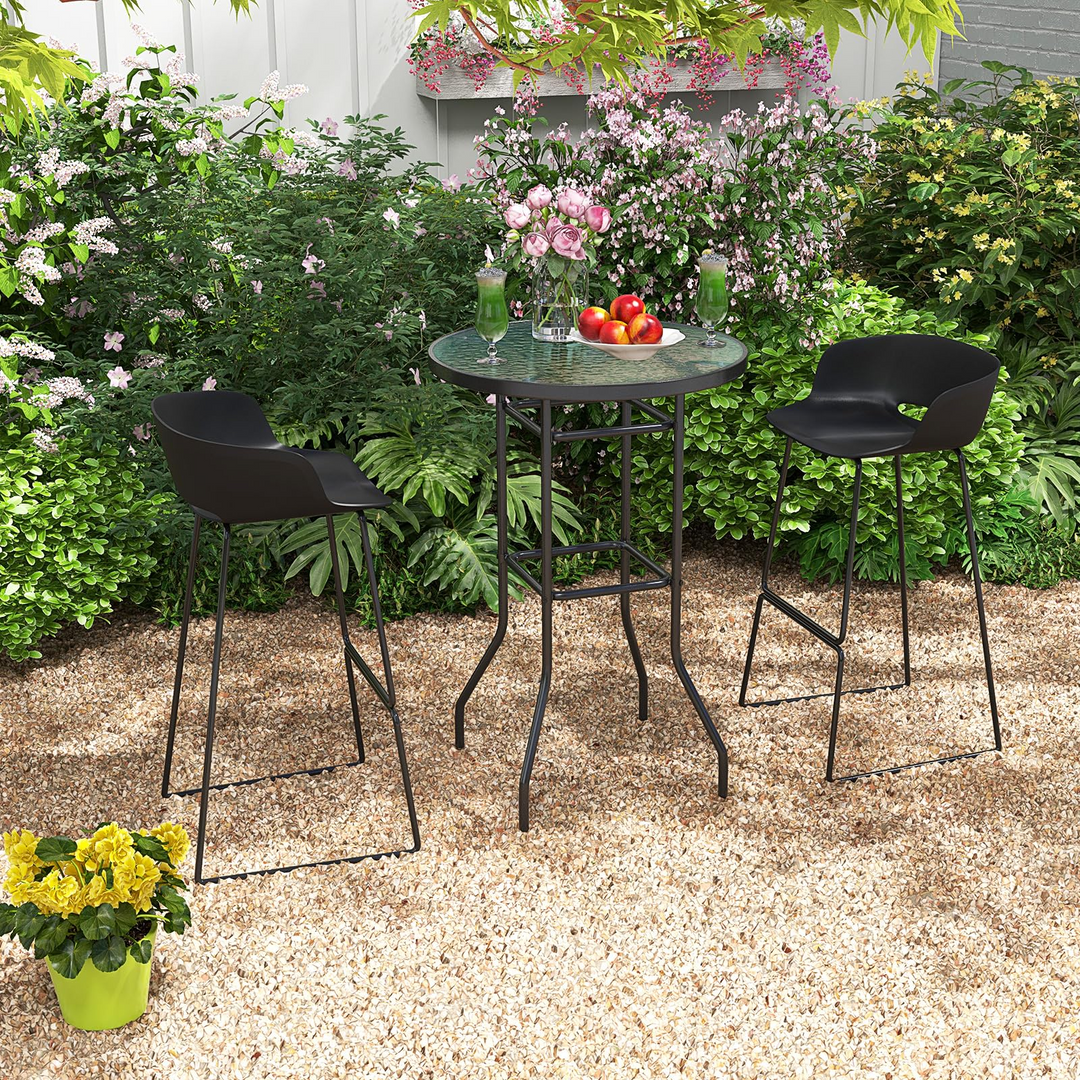 Giantex Patio Bar Table, 38" Height High Top Bistro Table, 27" Round Tempered Glass Tabletop
