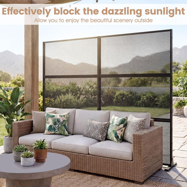 Giantex Metal Privacy Screen 72 x 48 Inch Freestanding Fence Panel Indoor Outdoor