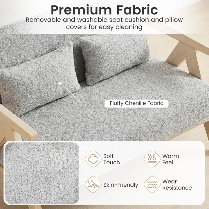 Giantex Loveseat Sofa with Throw Pillows for Small Spaces