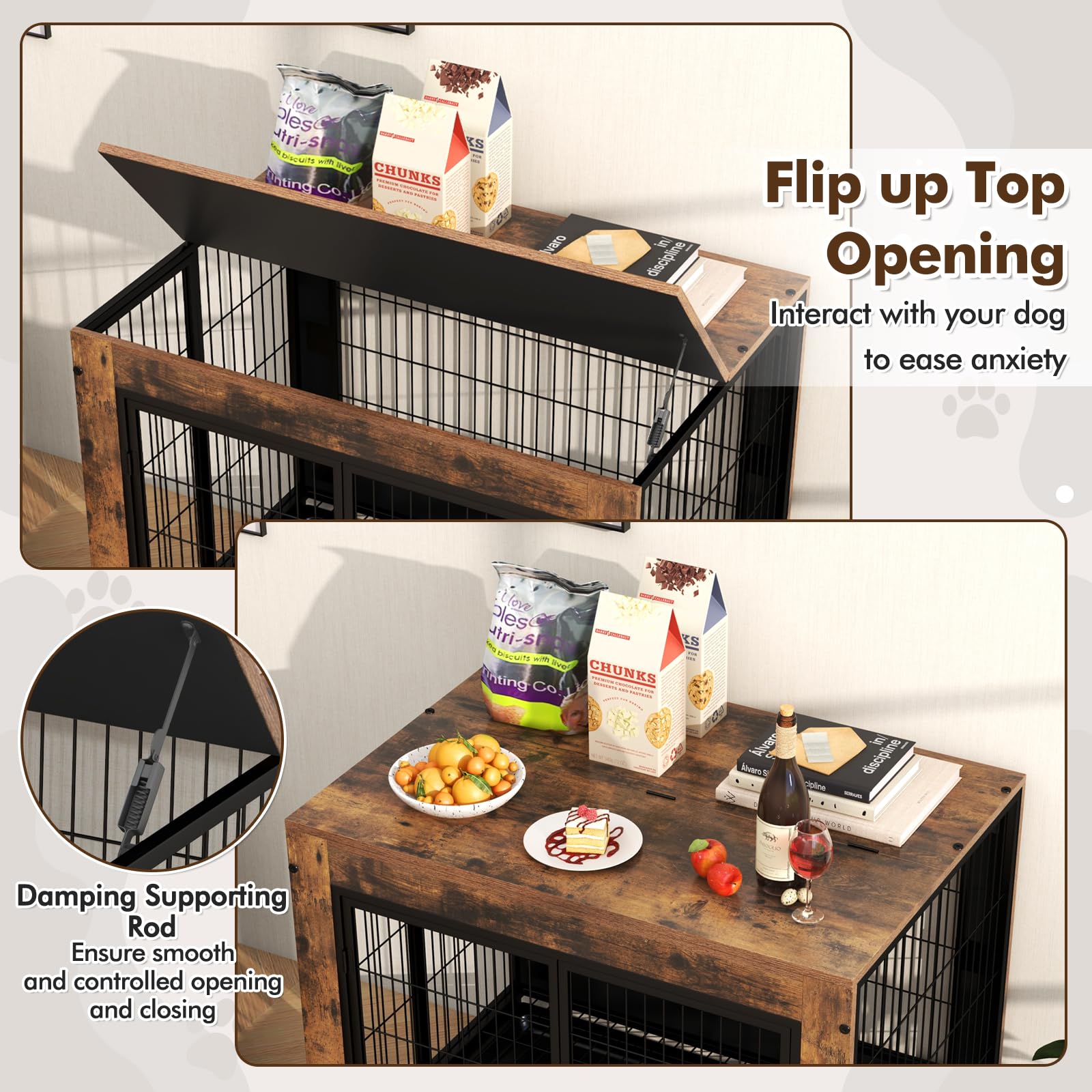Giantex Dog Crate Furniture with Wheels