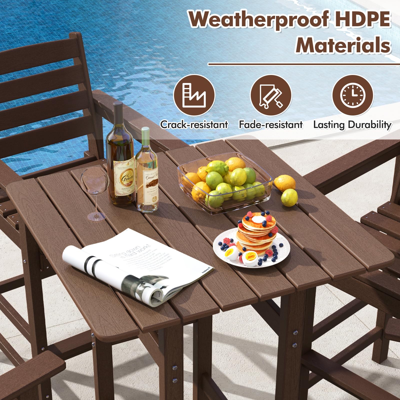 Giantex  42" Height HDPE Square Pub Table