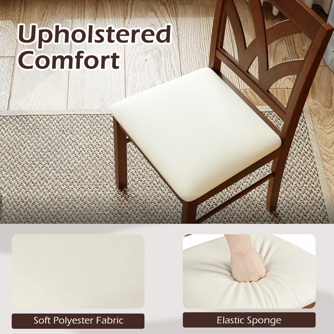 Giantex Wooden Dining Chairs Set of 2/4 Farmhouse Upholstered Kitchen Chairs