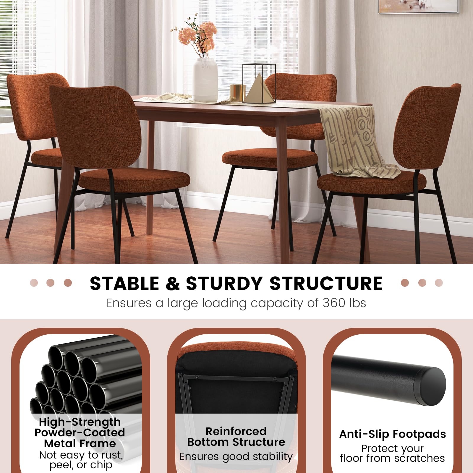 Modern Fabric Dining Chair Set of 2