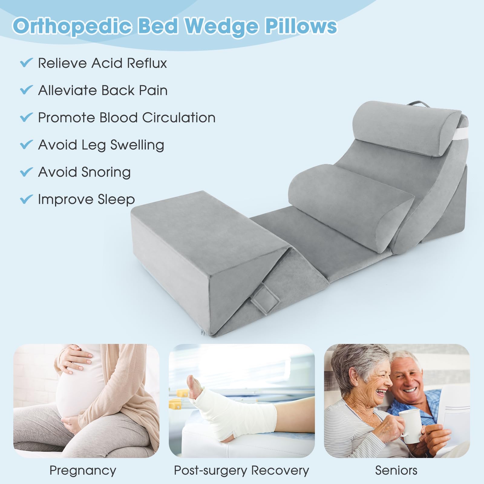 Giantex 7 PCS Orthopedic Bed Wedge Pillow Set