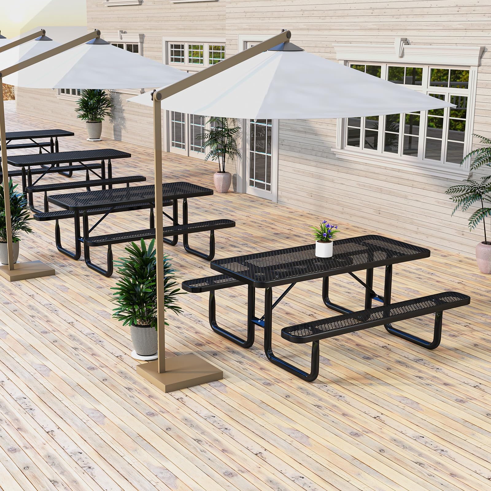 Giantex 72” Picnic Table, Large Outdoor Table & Bench Set for 8