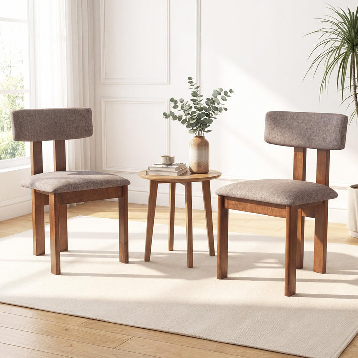 Giantex Upholstered Kitchen Chairs with Curved Backrest