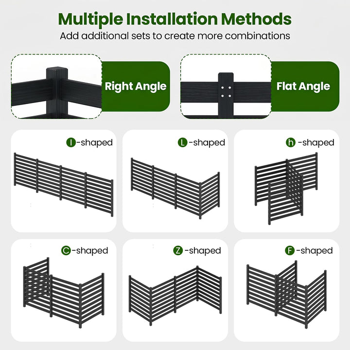 GIANTEX 42" No-Dig Slatted Outdoor Wood Privacy Screen (2/3/4)