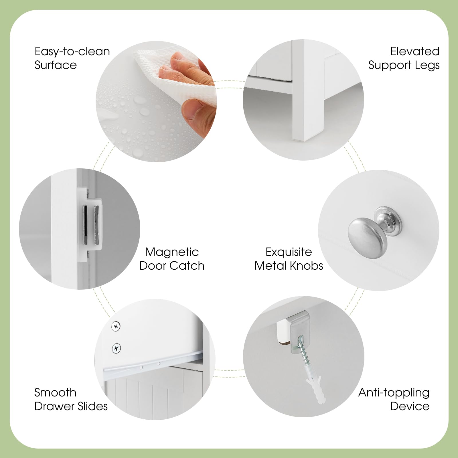 Giantex Floor Bathroom Storage Cabinet - Freestanding Cabinet with Drawer, Door, White