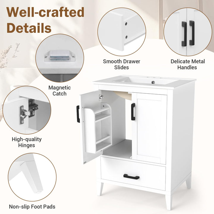 Giantex 24.5" Bathroom Vanity with Ceramic Sink Combo