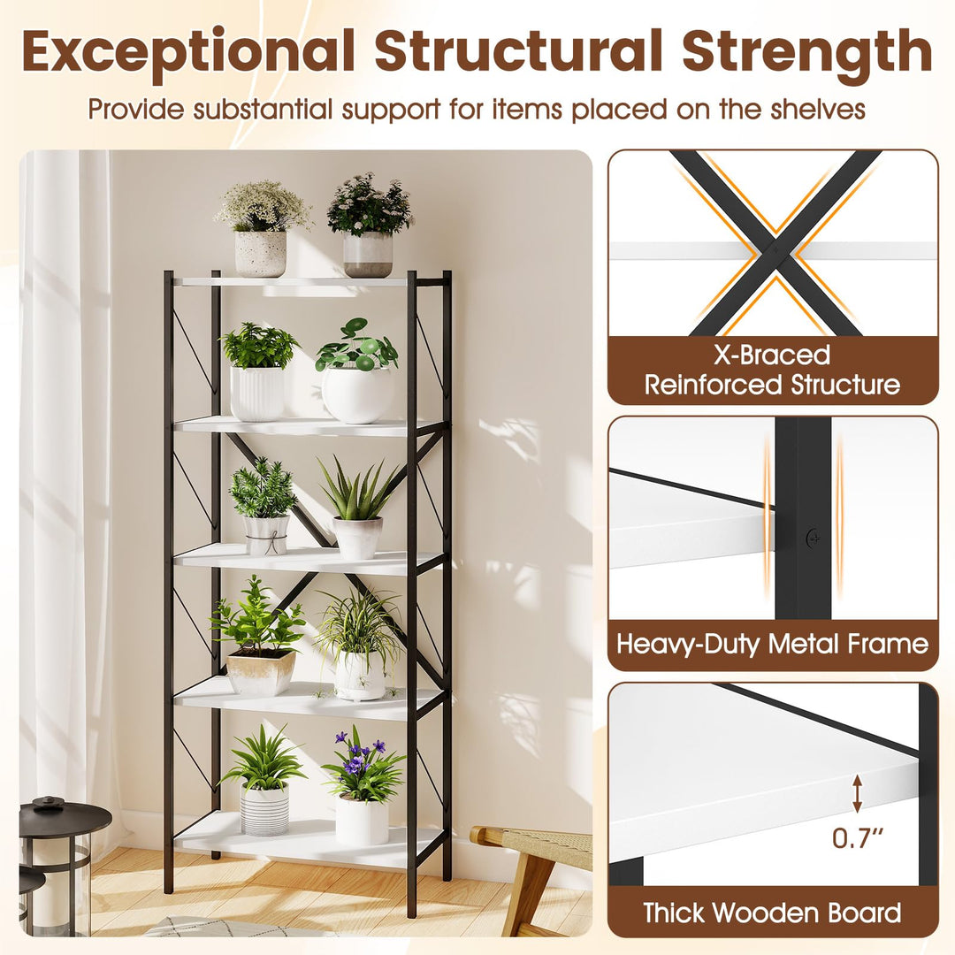 Giantex 5-Tier Tall Industrial Bookcase with Heavy-Duty Metal Frame (1/2)