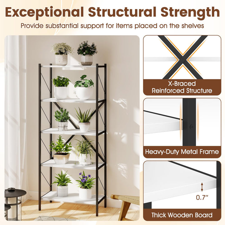 Giantex 5-Tier Tall Industrial Bookcase with Heavy-Duty Metal Frame (1/2)