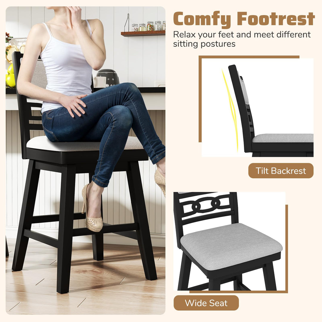 Giantex 25" Bar Stools Set of 2/4 Modern Counter Height Tall Chairs