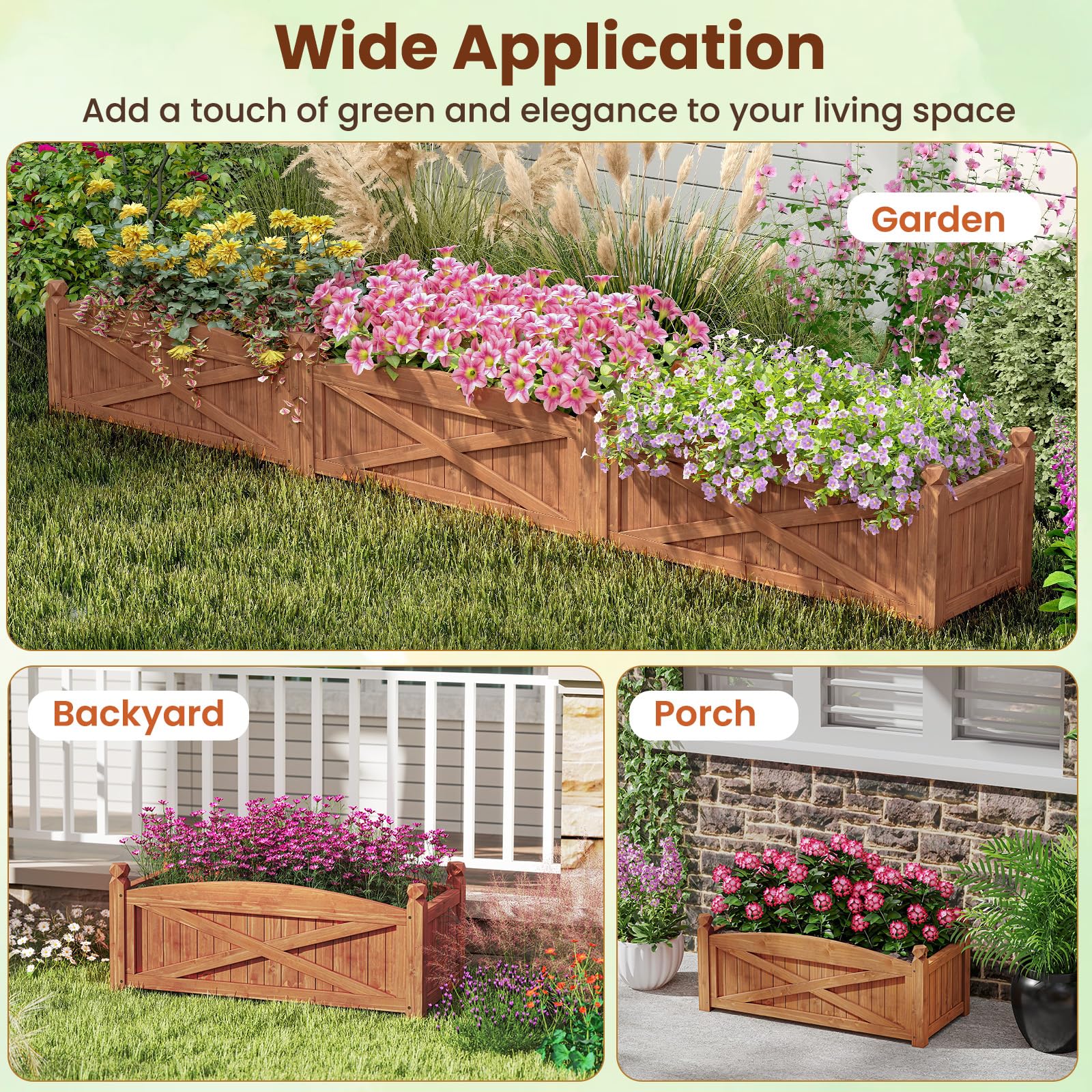Giantex Rectangular Garden Bed for Vegetables Flower Herb Fruit
