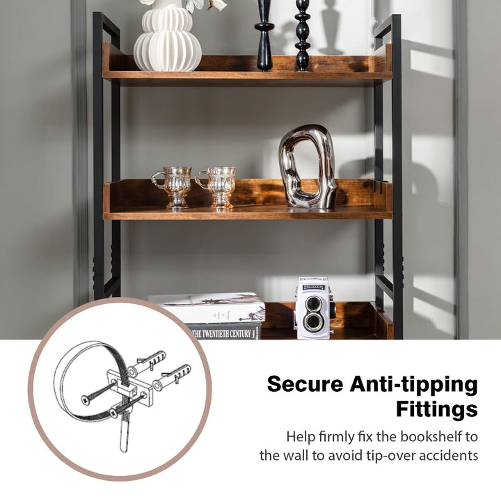 Giantex Industrial 6-Tier Bookshelf, 70" Tall Freestanding Storage Display Shelf with 4 Hooks
