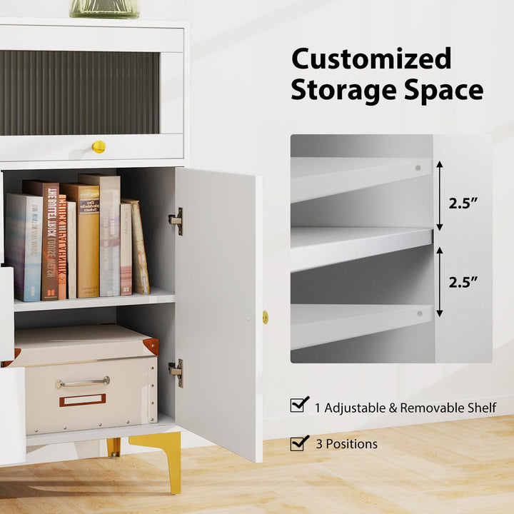 Giantex 3-Drawer Modern Storage Cabinet with 2 Doors