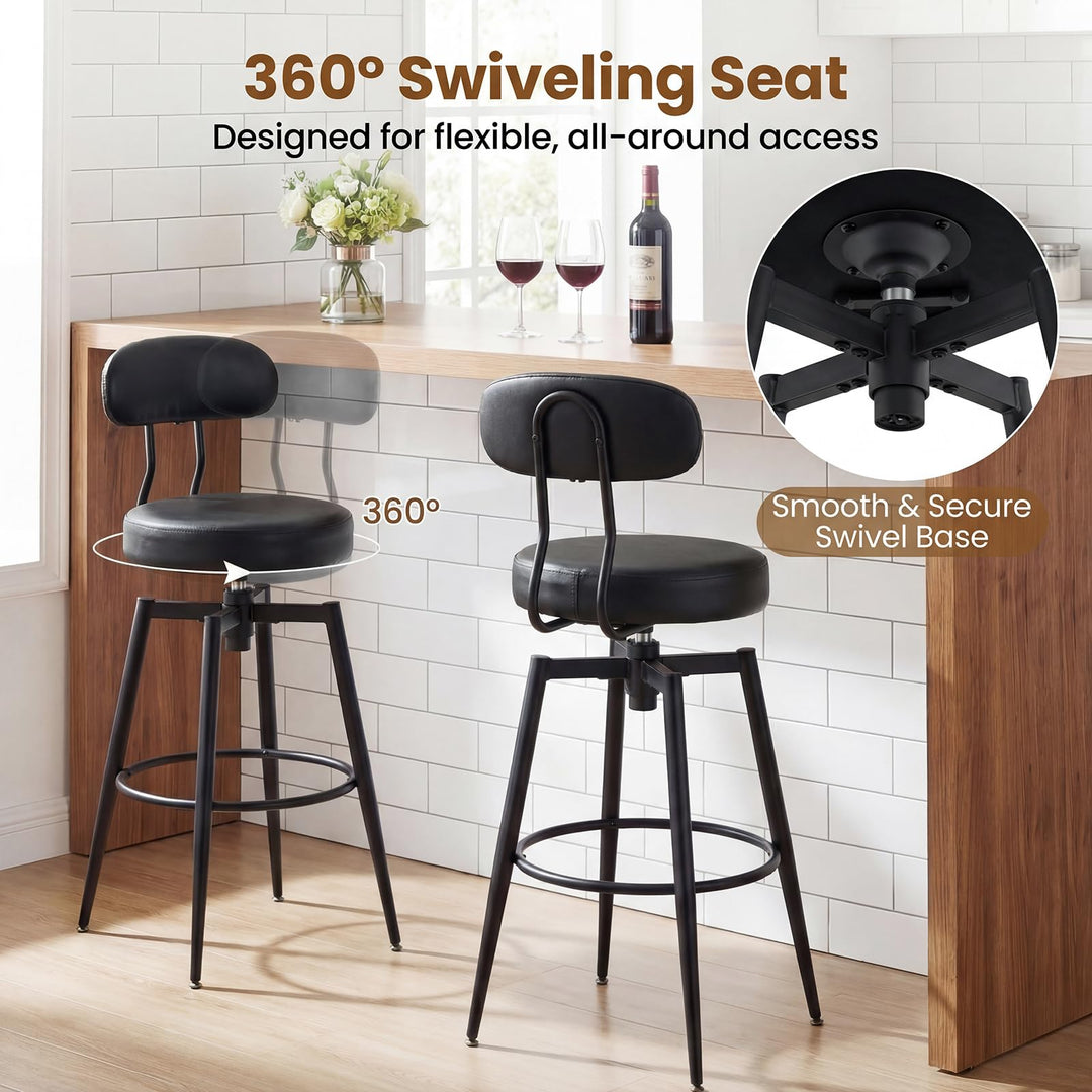 Giantex Swivel Barstools Set of 2/4 Faux Leather 31 Inch Bar Height Stools w/Upholstered Seat &amp; Back