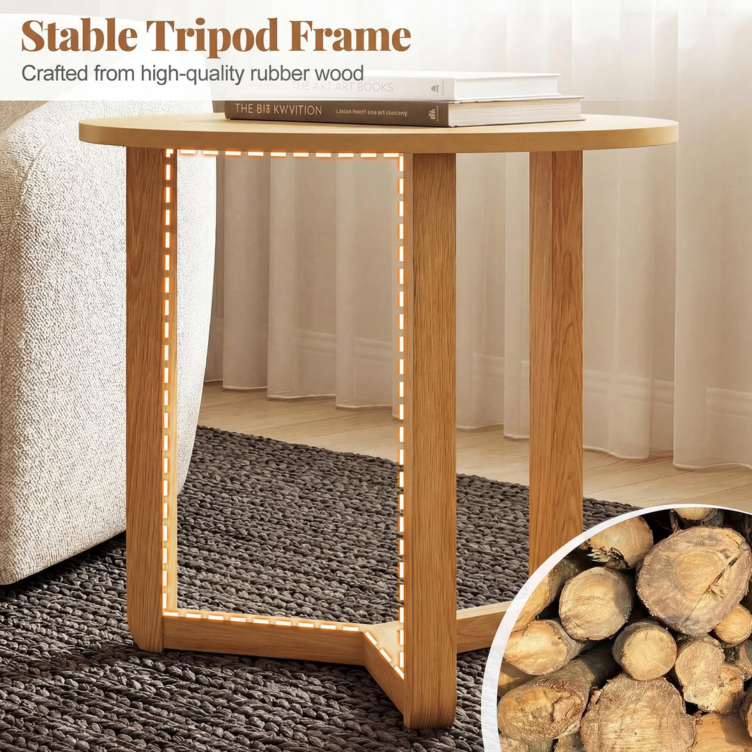 Giantex Farmhouse Round Nesting Coffee Table Set of 2 Wood Nesting End Tables