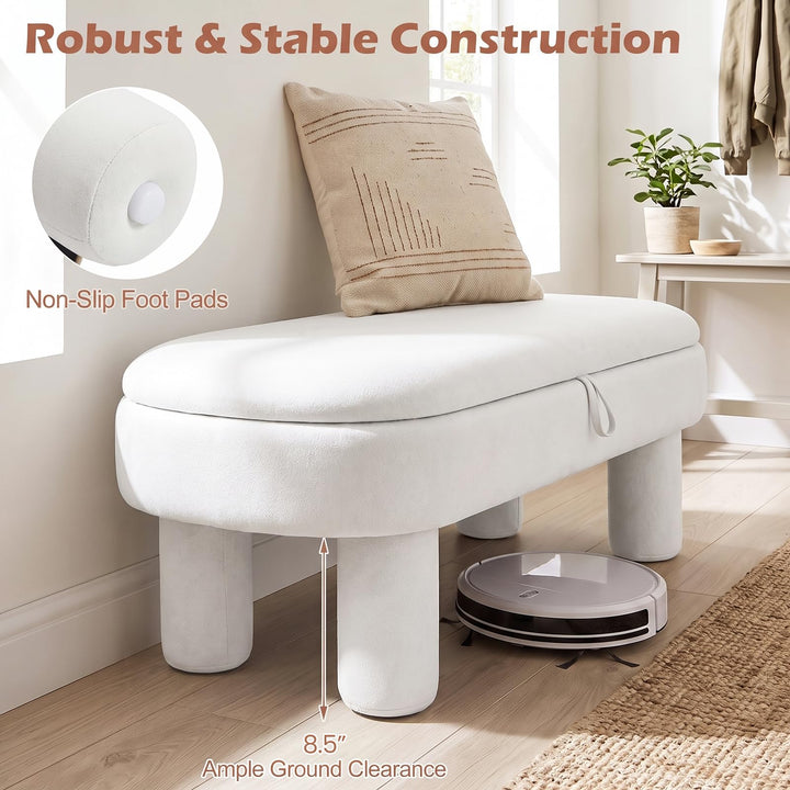 GIANTEX 41" Oval Ottoman with Storage and Upholstered Seat