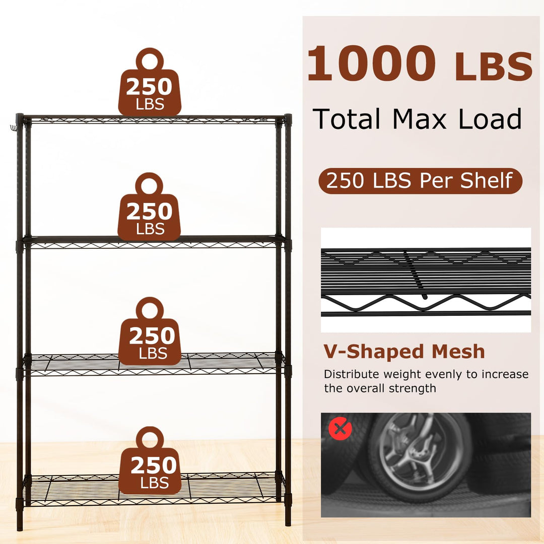 Giantex 4-Tier/5-Tier Metal Storage Shelving Unit with V-Shaped Wire Rack