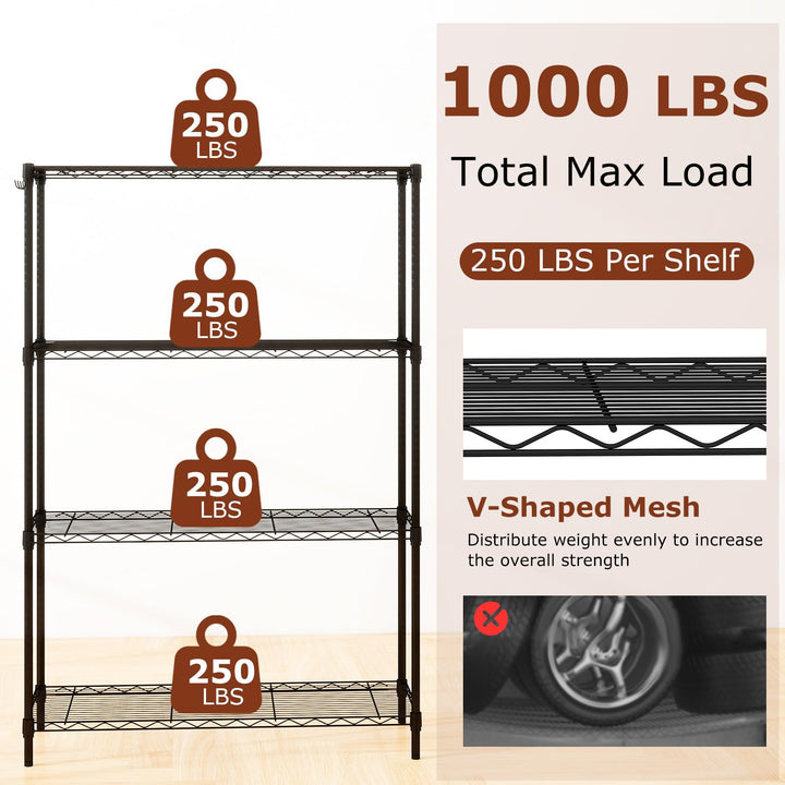 Giantex 4-Tier/5-Tier Metal Storage Shelving Unit with V-Shaped Wire Rack