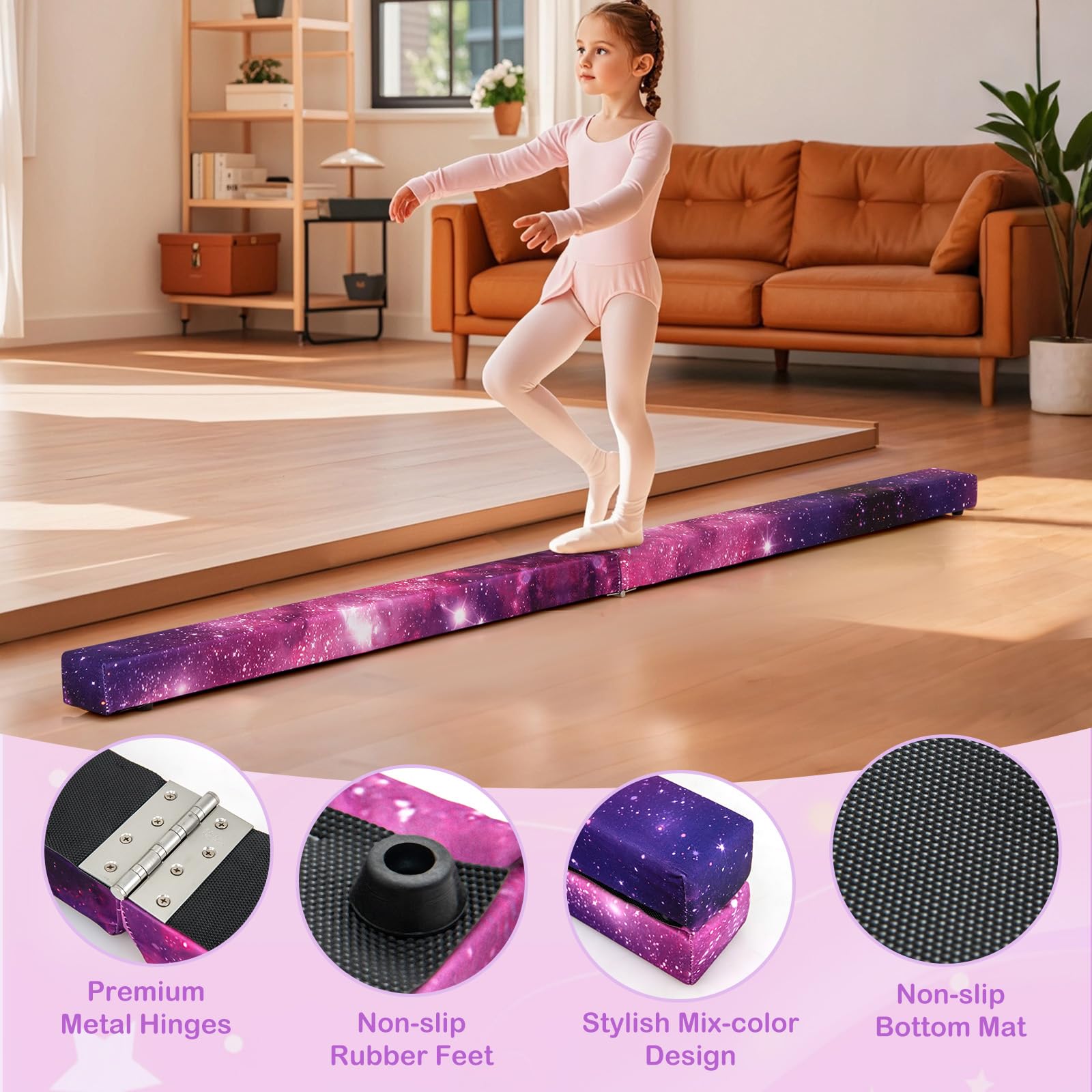 Giantex 8FT Balance Beam, Folding Gymnastics Beam w/Carry Handles