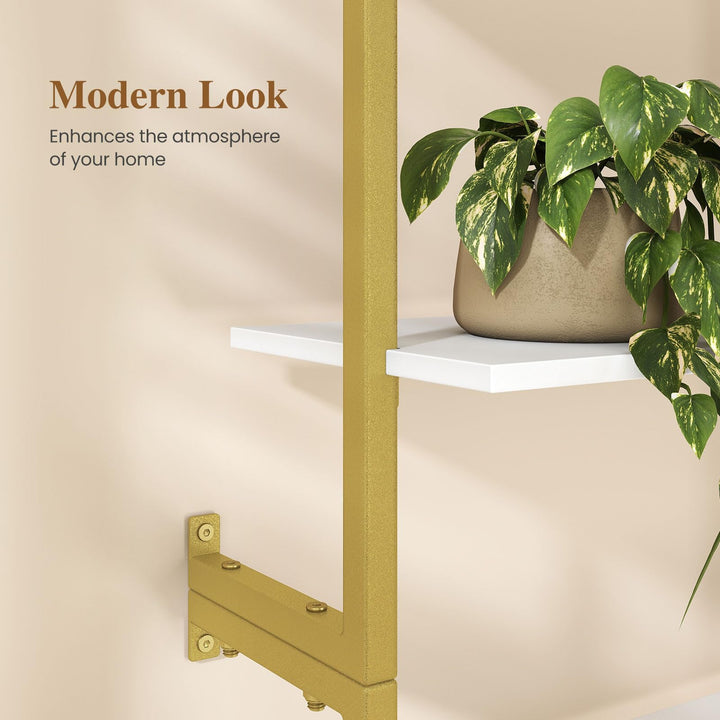 GIANTEX Ladder Shelf | 6-Tier Wall Mounted Bookshelf with Metal Frame (1/2)