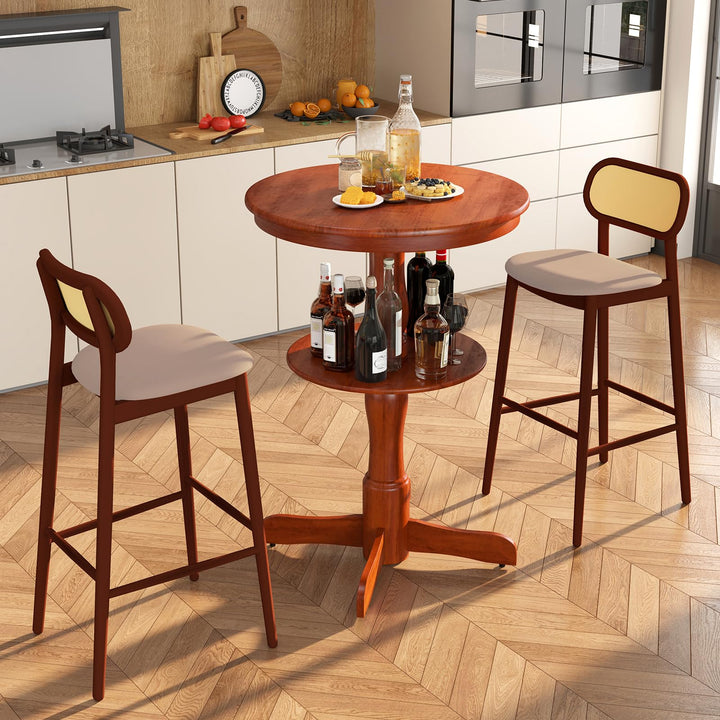 Giantex 2 Tier Tall Round Dining Table with Pedestal Base