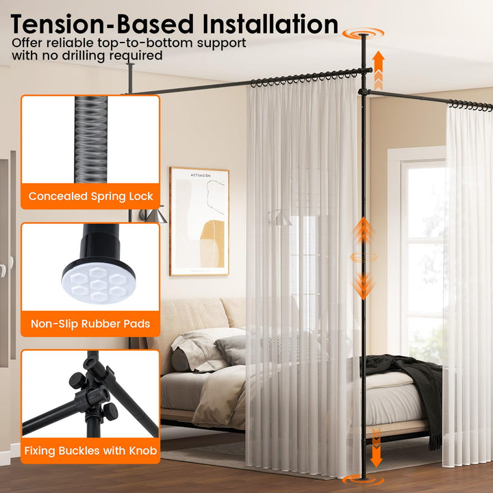 Giantex Room Divider Curtain Rod | No Drill Floor to Ceiling Tension Rod