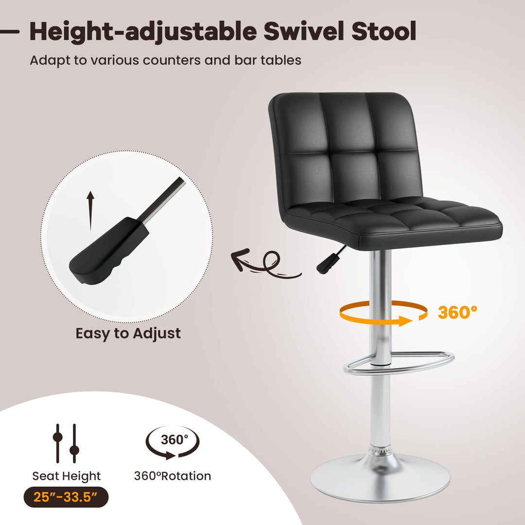 Giantex Swivel Bar Stools Set of 2/4, Upholstered Counter Height Bar Chairs with Back