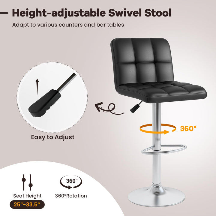 Giantex Swivel Bar Stools Set of 2/4, Upholstered Counter Height Bar Chairs with Back