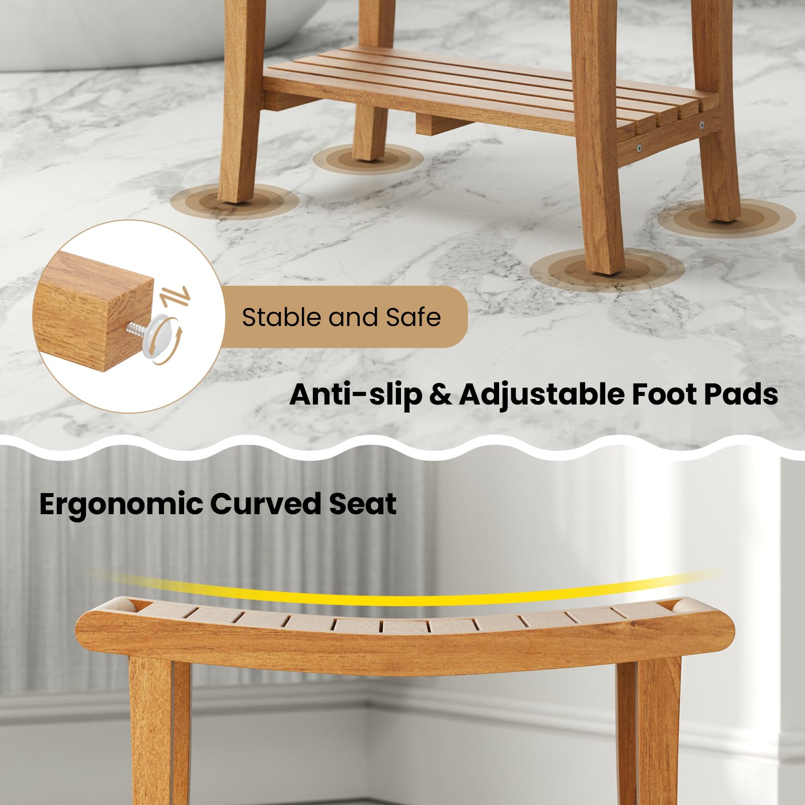 Giantex Teak Wood Shower Bench