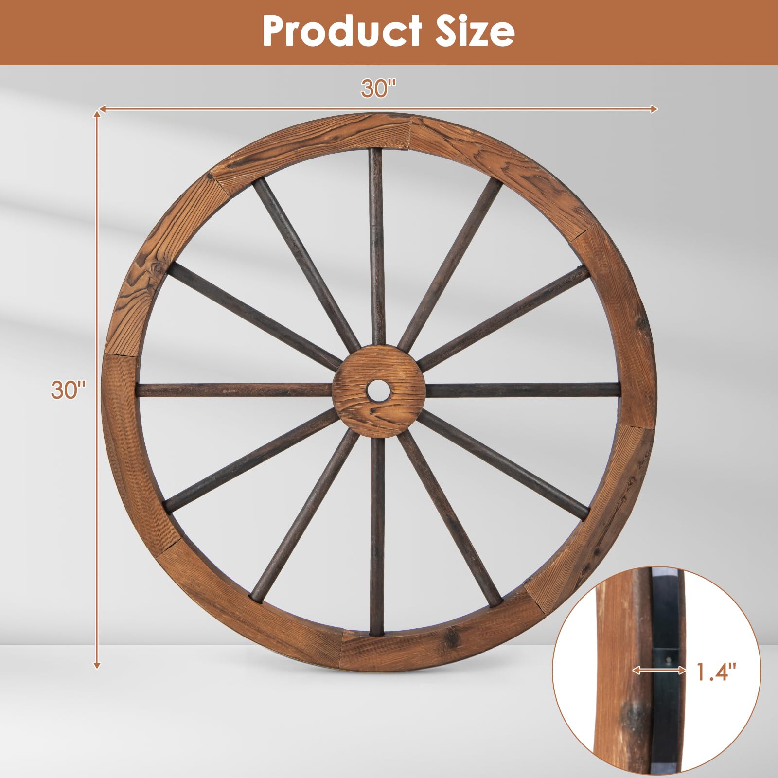 Giantex 30-Inch Wagon Wheels 4 Pieces, Decorative Wooden Wheels