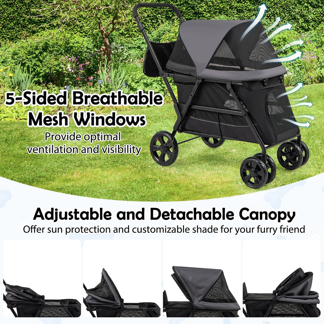 Giantex Dog Stroller with Low Entry & Ramp Access, Cat Stroller with L – Giantexus