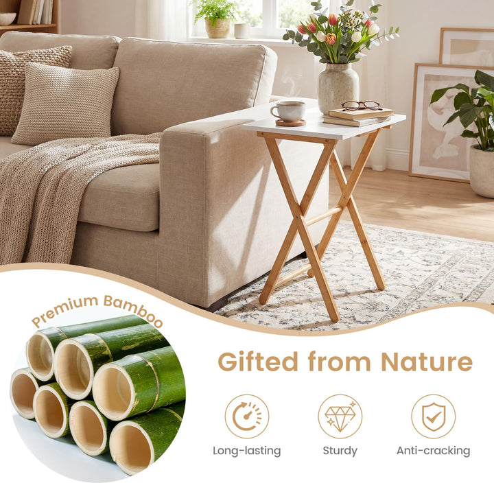 Giantex Folding TV Tray Tables Set of 2 for Small Spaces Bedroom and Living Room