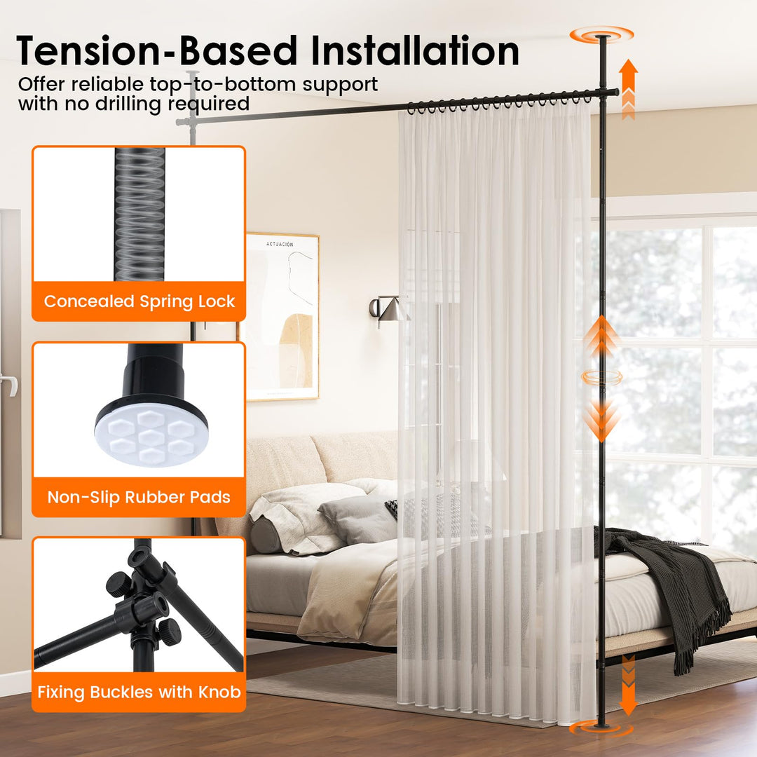 Giantex Room Divider Curtain Rod Adjustable 4-10 ft Height &amp; 28-72 in Width