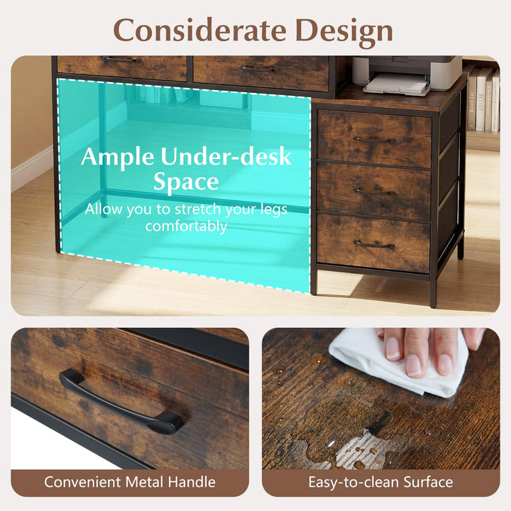 Giantex Reversible Computer Desk with 5 Drawers