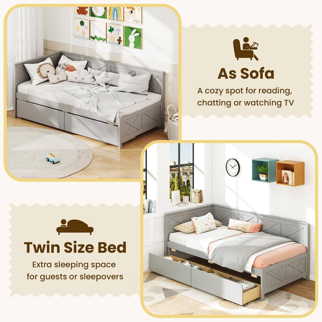Giantex Twin Daybed with 2 Storage Drawers
