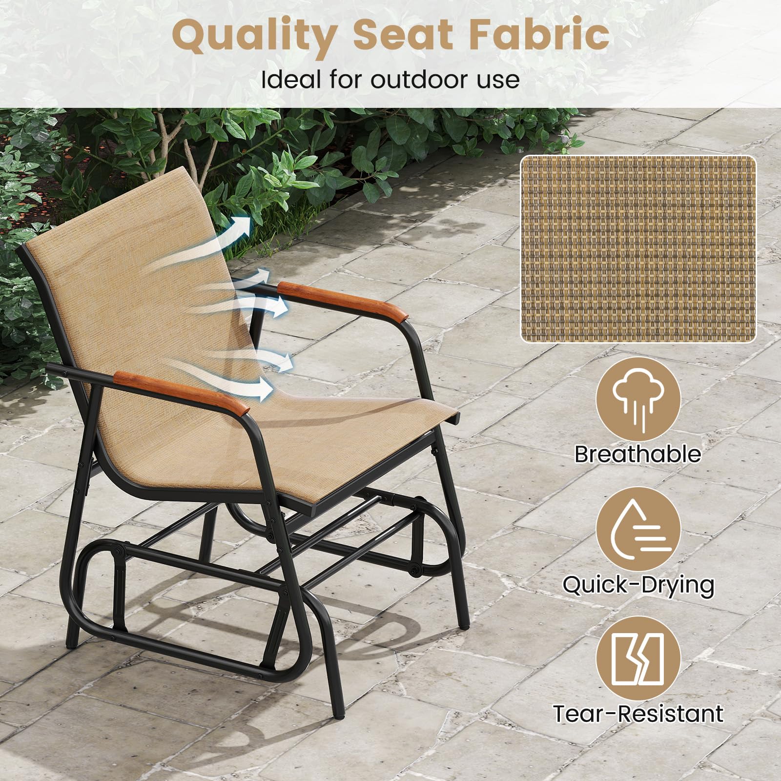 Giantex Swing Rocking Chair with Breathable Fabric Seat