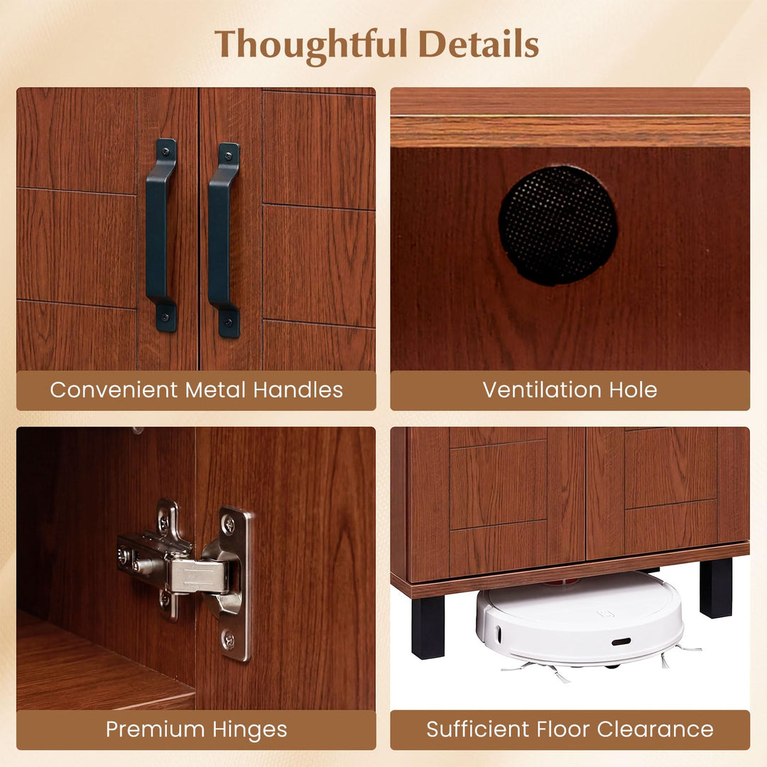 Giantex 5-Tier Shoe Storage Cabinet | Freestanding Wooden Entryway Cabinet w/Storage