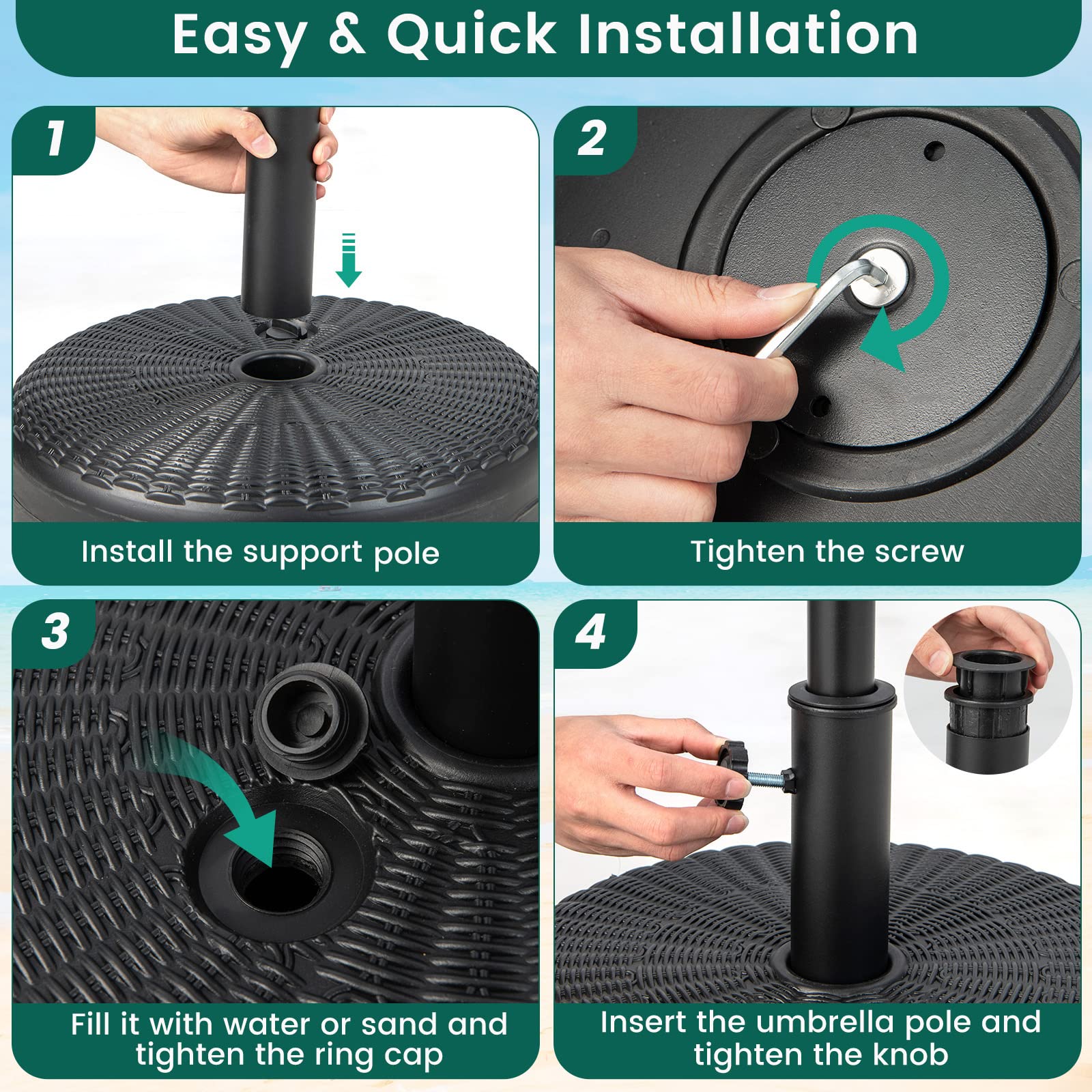 Giantex Fillable Umbrella Base, 18 inch Umbrella Stand Water and Sand Filled
