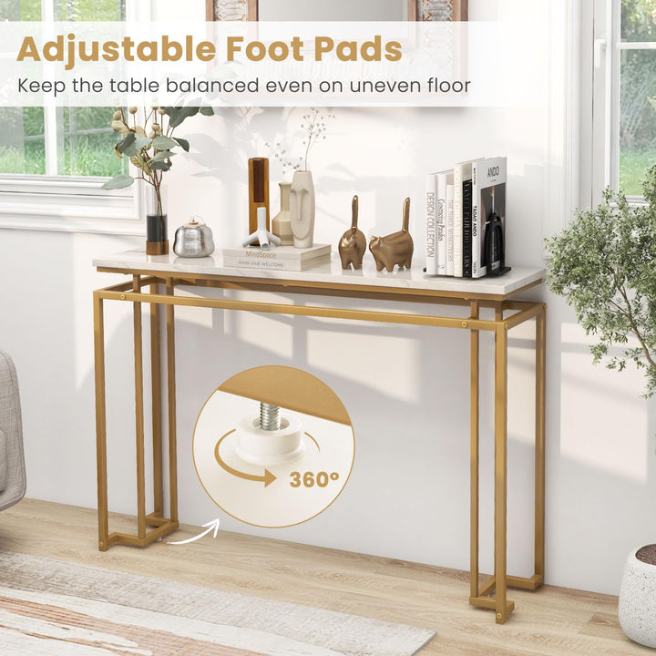 Giantex 47" Entryway Console Table - Modern Hallway Table w/Gold Metal Frame & Anti-toppling Kit