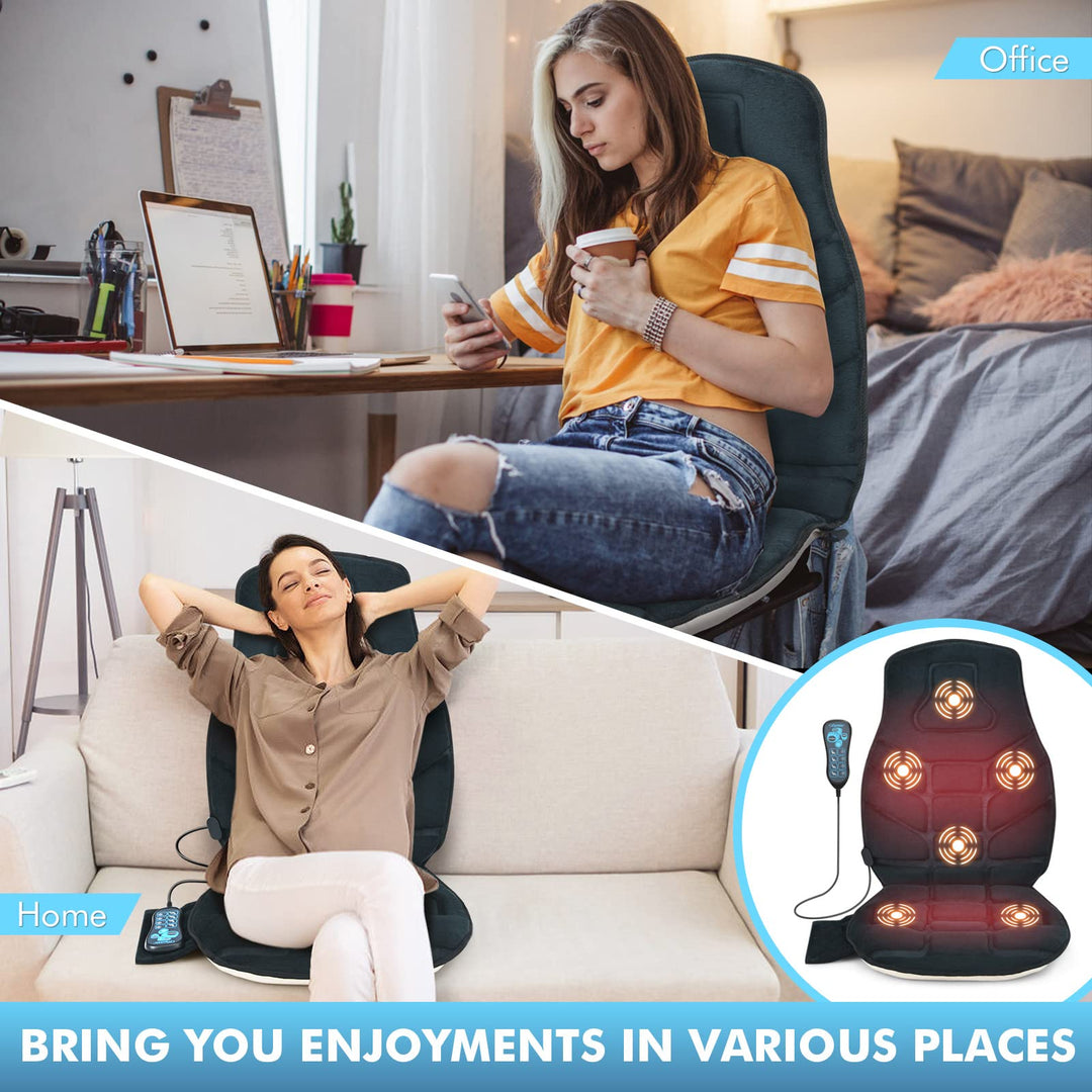 Giantex Memory Foam Massage Seat Cushion, Back Massager with 6 Vibration Massage Nodes & 2