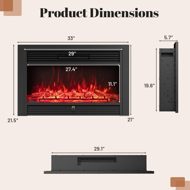 Giantex 33/36 Inch Electric Fireplace Insert