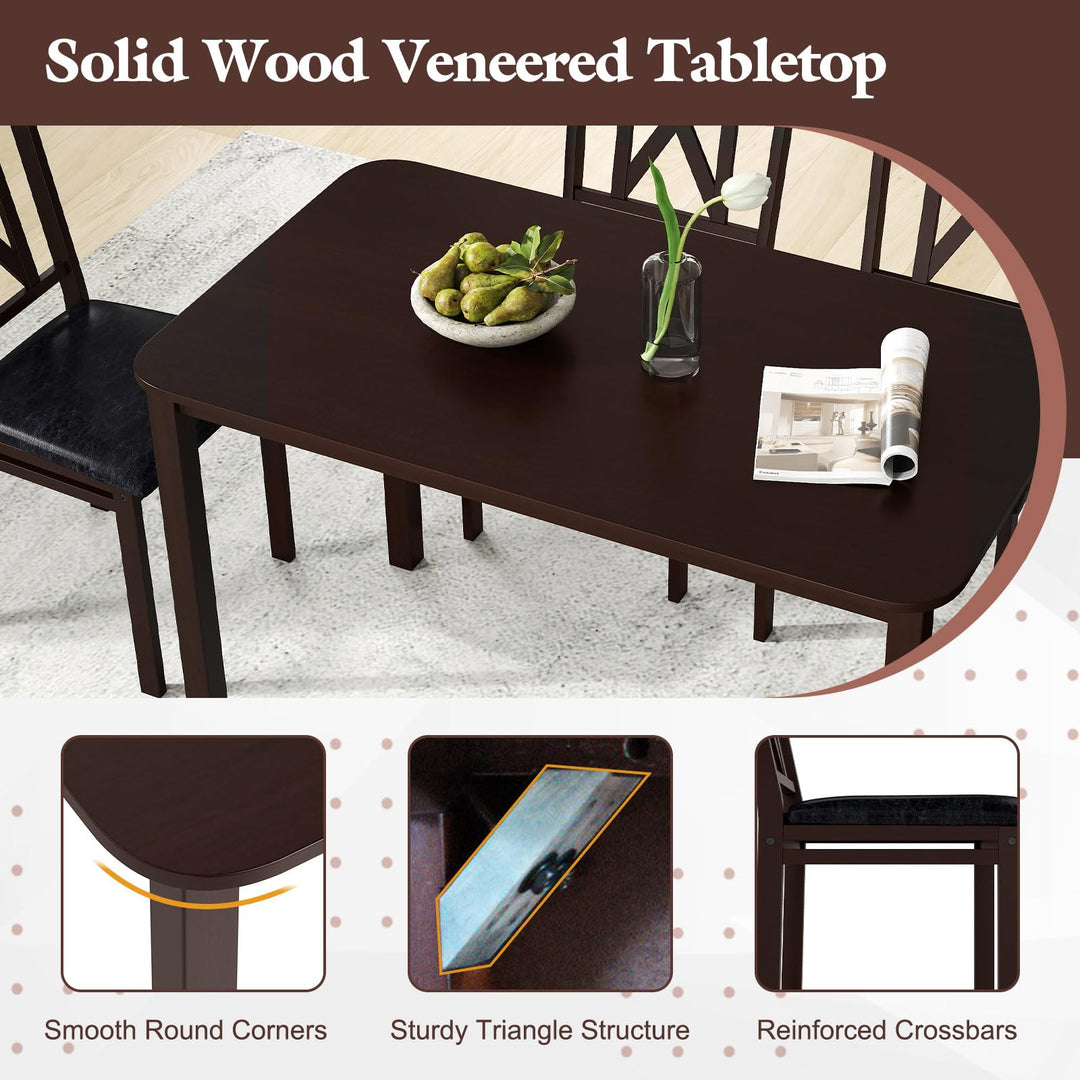 Giantex 5-Piece Dining Table Set for 4, 47" Rectangular Kitchen Table & 4 Chairs