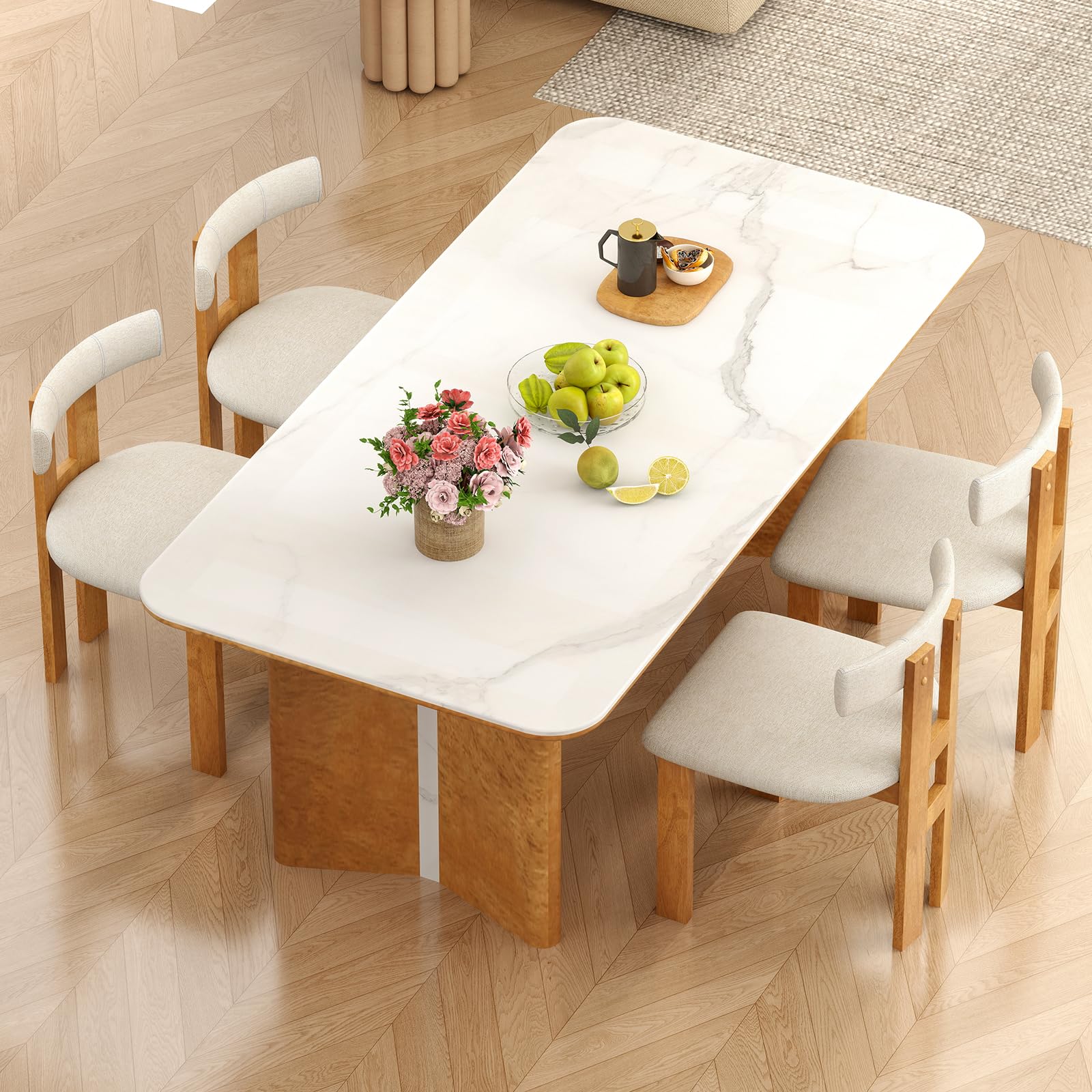 Giantex Modern Upholstered Accent Side Chairs with Curved Backrest