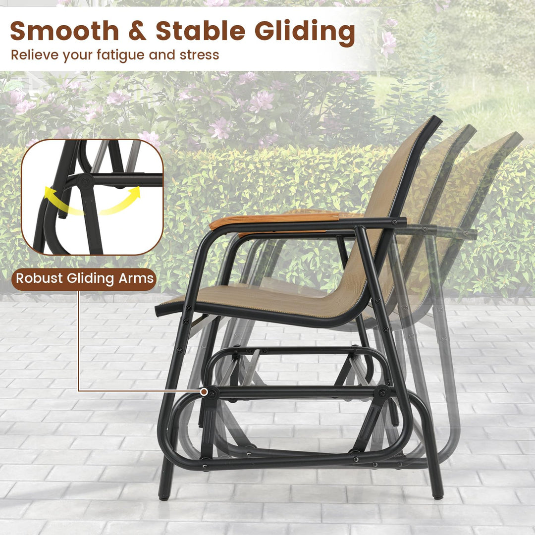 Giantex 2-Person Swing Gliding Loveseat with Curved Teak Armrests