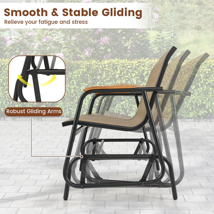 Giantex 2-Person Swing Gliding Loveseat with Curved Teak Armrests