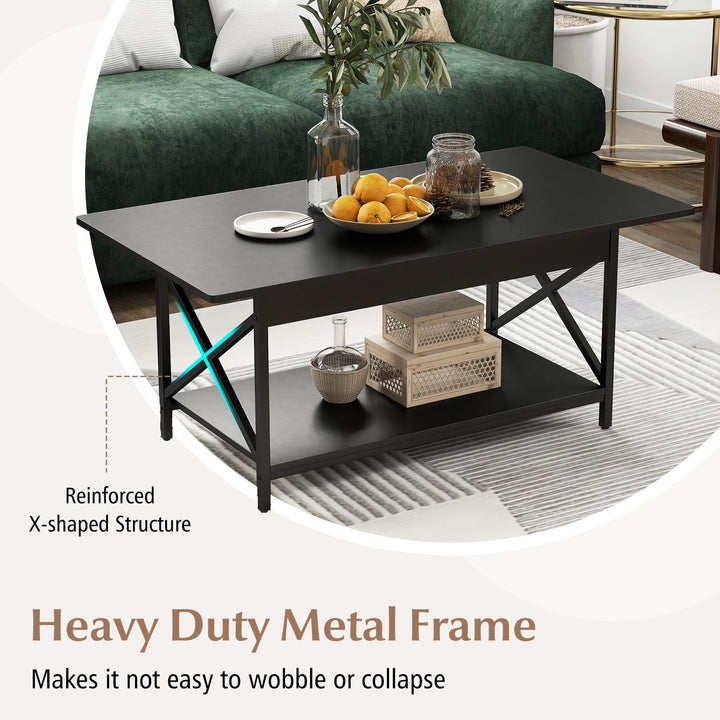 Giantex 2 Tier Coffee Table with Storage Shelf