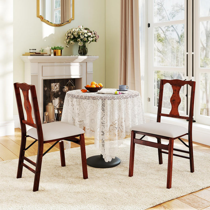 Giantex Folding Dining Chairs Set of 2/4 Upholstered Dining Chairs with Comfy Padded Seats